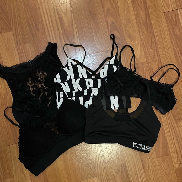 Victoria's Secret Other - Victoria’s Secret/PINK Bundle of 5 - Lace Bralette/Sports Bra
Black White Small